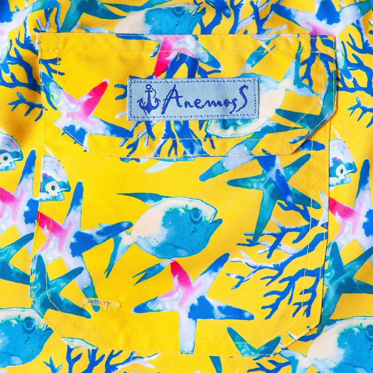 Anemoss Akvaryum Üç Cepli İçi Fileli Bel Lastik ve Bağlama İpli Erkek Deniz Şortu