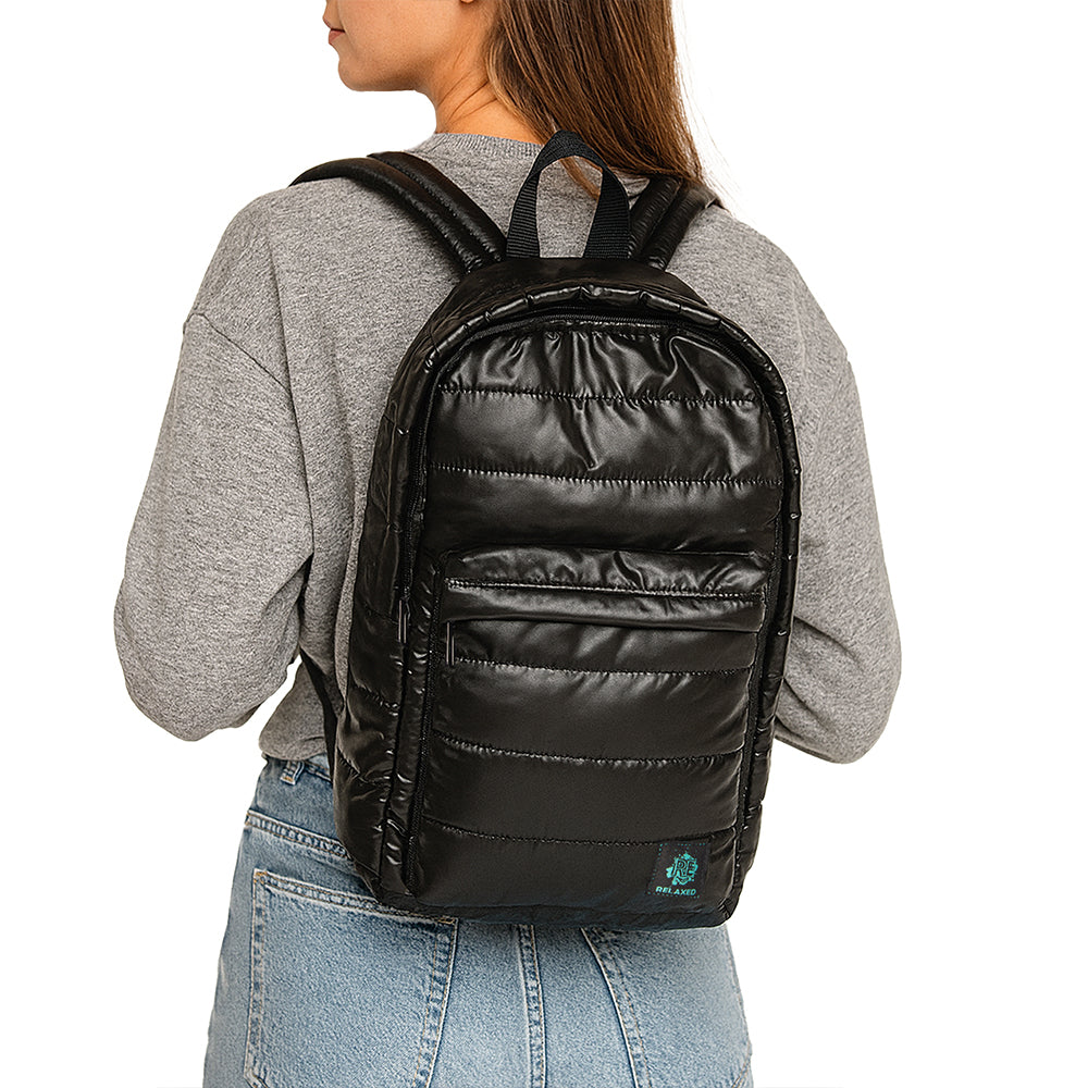 Biggdesign Moods Up Relaxed Kapitone Su Geçirmez Kumaşlı Okul ve Laptop Sırt Çantası Siyah