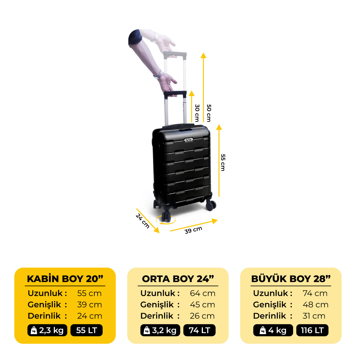 Biggdesign Moods Up TSA Kilitli 20" ABS Gövdeli Valiz  | Kabin Boy-Siyah