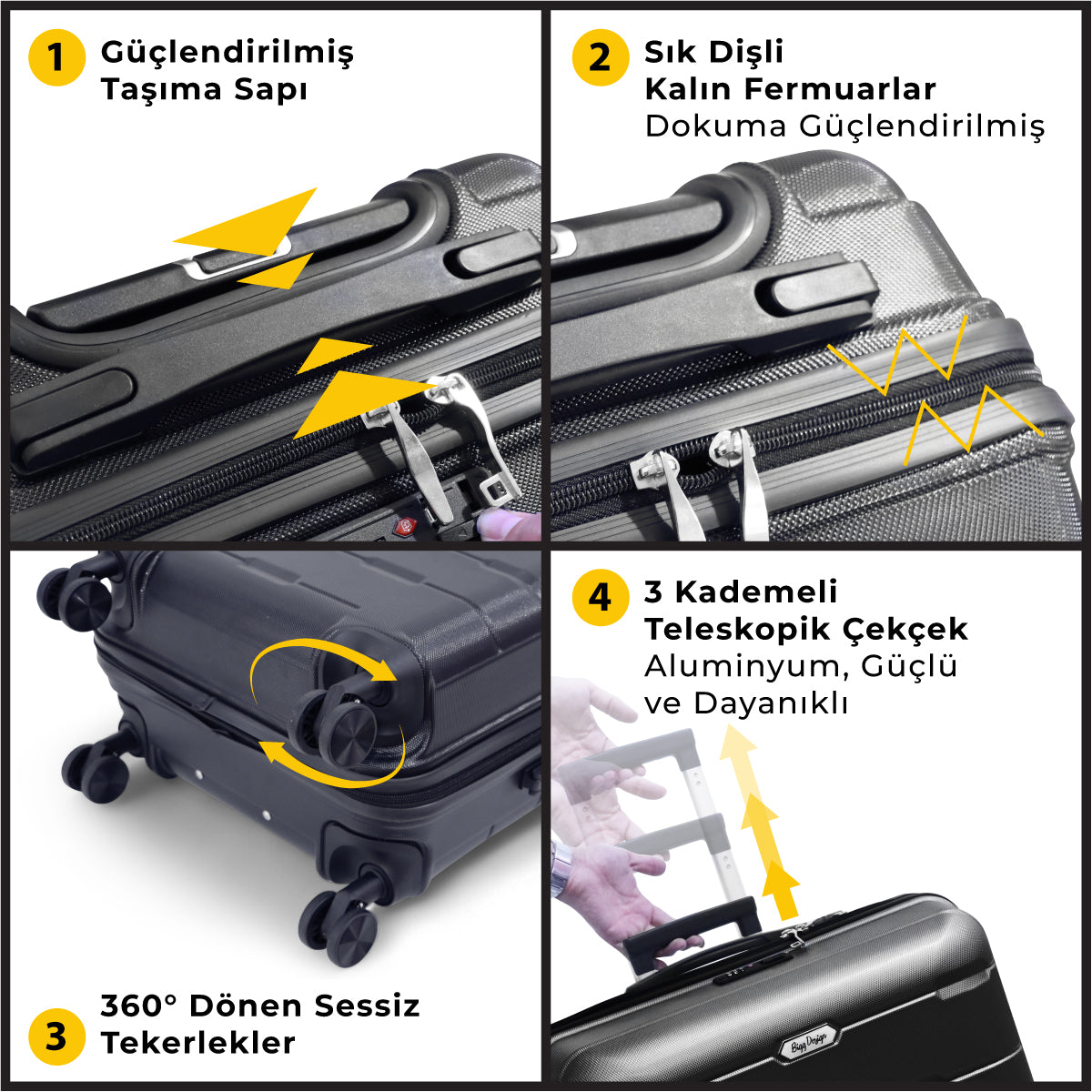 Biggdesign Moods Up TSA Kilitli 28" ABS Gövdeli Valiz  | Büyük Boy-Siyah