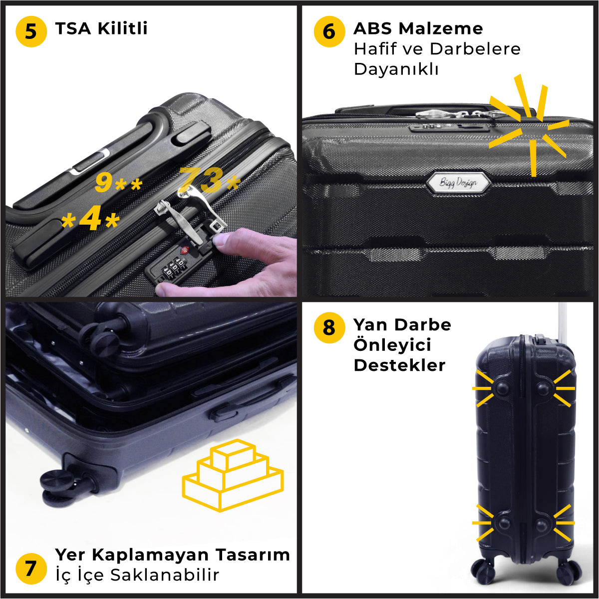 Biggdesign Moods Up TSA Kilitli 28" ABS Gövdeli Valiz  | Büyük Boy-Siyah