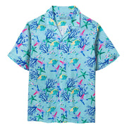 Anemoss Akvaryum Desenli %100 Viskon Yumuşak Nefes Alabilir Kumaşlı Erkek Gömlek