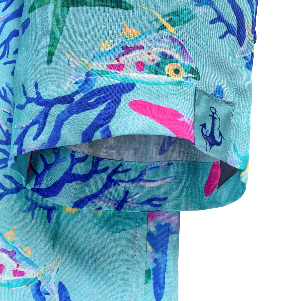 Anemoss Akvaryum Desenli %100 Viskon Yumuşak Nefes Alabilir Kumaşlı Erkek Gömlek