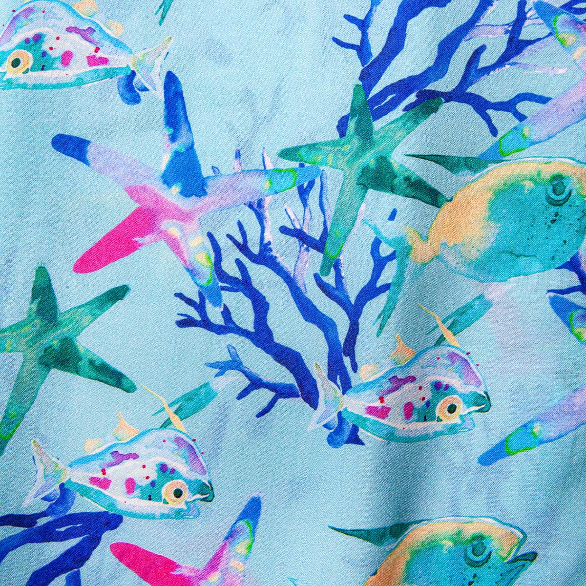 Anemoss Akvaryum Desenli %100 Viskon Yumuşak Nefes Alabilir Kumaşlı Erkek Gömlek