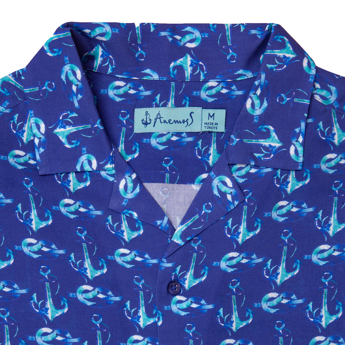 Anemoss Çapa Desenli %100 Viskon Yumuşak Nefes Alabilir Kumaşlı Erkek Gömlek