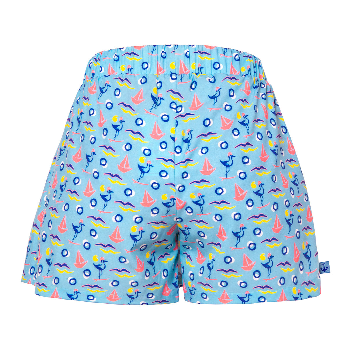 Anemoss Gemici Martı Kadın Şort Etek –Lastikli Bel, Bağcıklı , Deniz Temalı Yazlık Skort