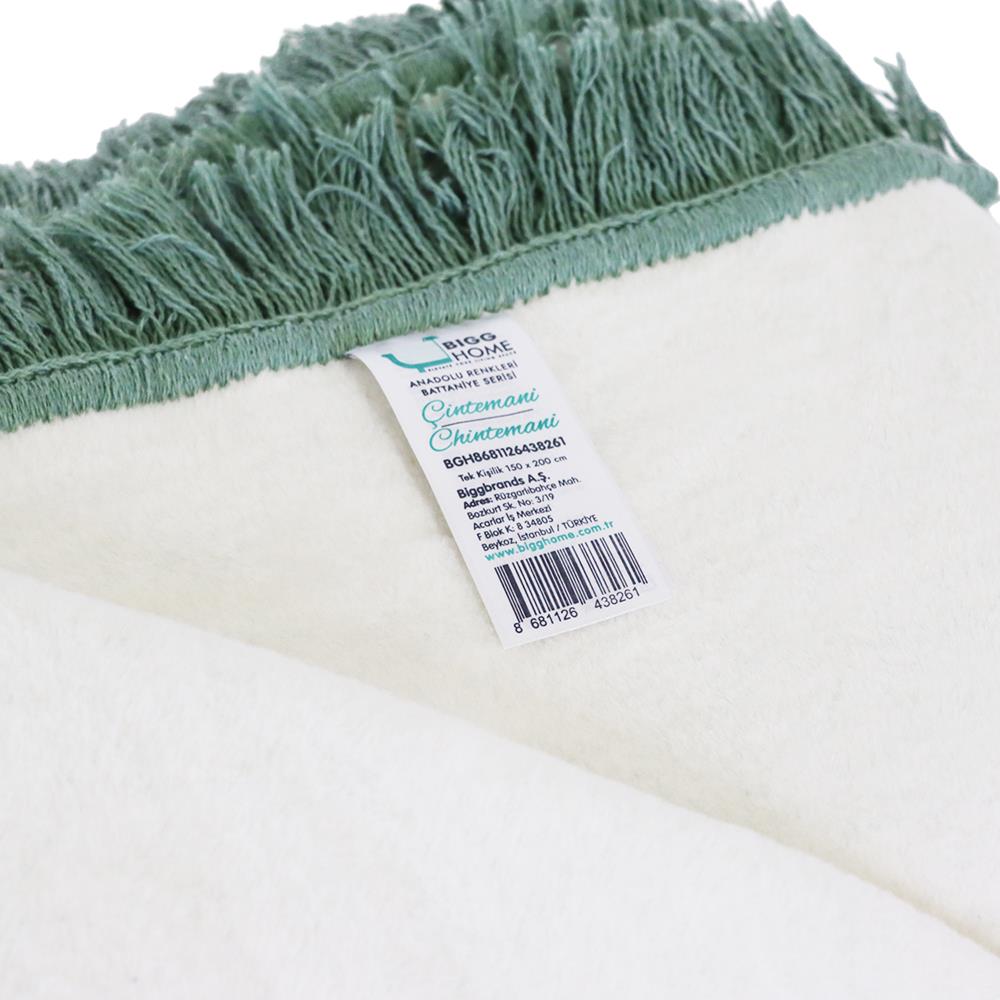 Bigghome Çintemani Yeşil Tek Kişilik Battaniye 150 x 200 cm