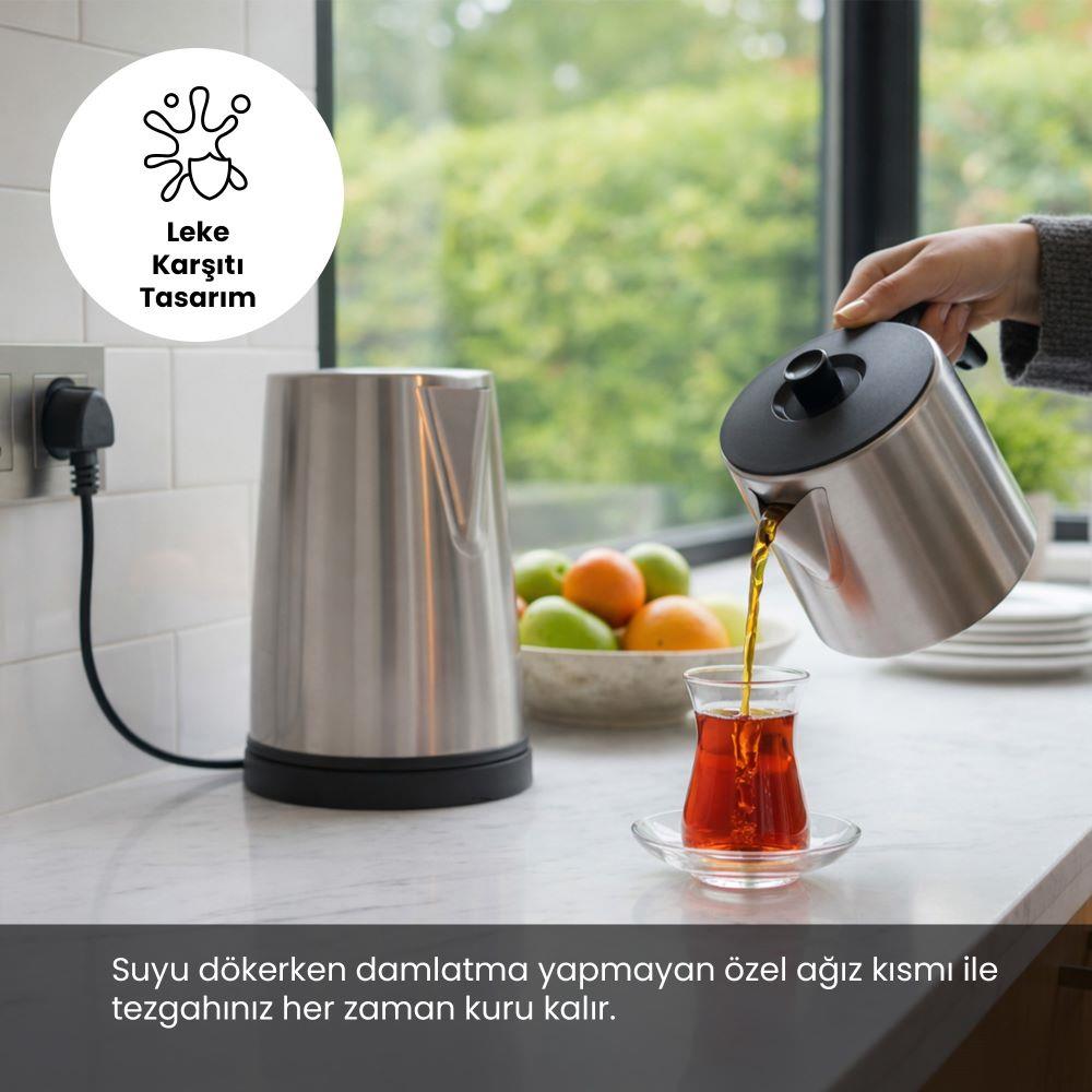 Any Morning OZ26CM10 2in1 Paslanmaz Çelik Çay Makinesi  ve Su Isıtıcı