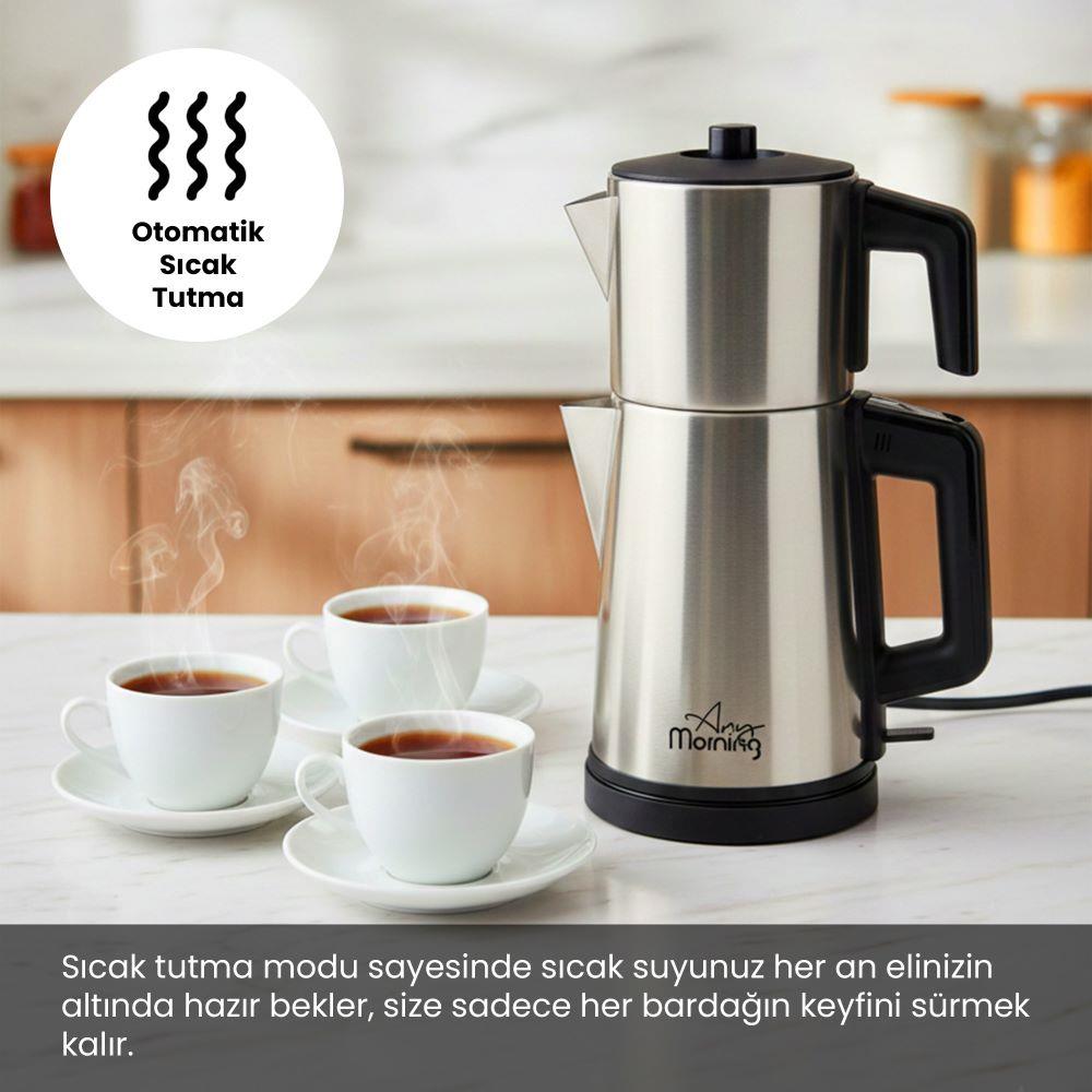 Any Morning OZ26CM10 2in1 Paslanmaz Çelik Çay Makinesi  ve Su Isıtıcı