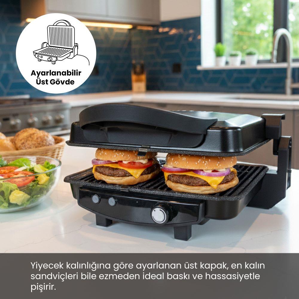 Any Morning OZ26TM03 Çıkarılabilir Plakalı Izgara ve Tost Makinesi