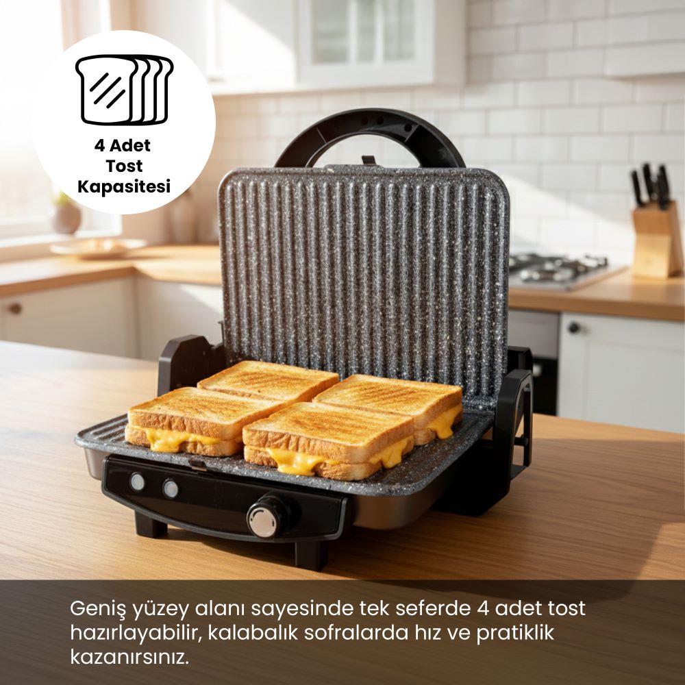 Any Morning OZ26TM03 Çıkarılabilir Plakalı Izgara ve Tost Makinesi