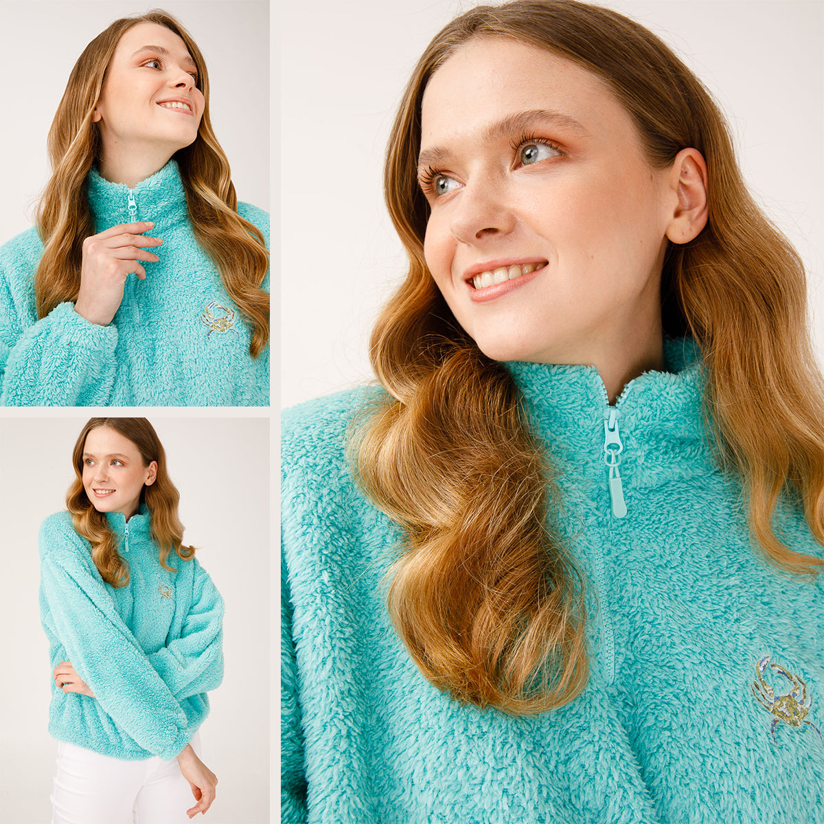 AnemosS Yengeç  Yarım Fermuarlı Polar Sweatshirt