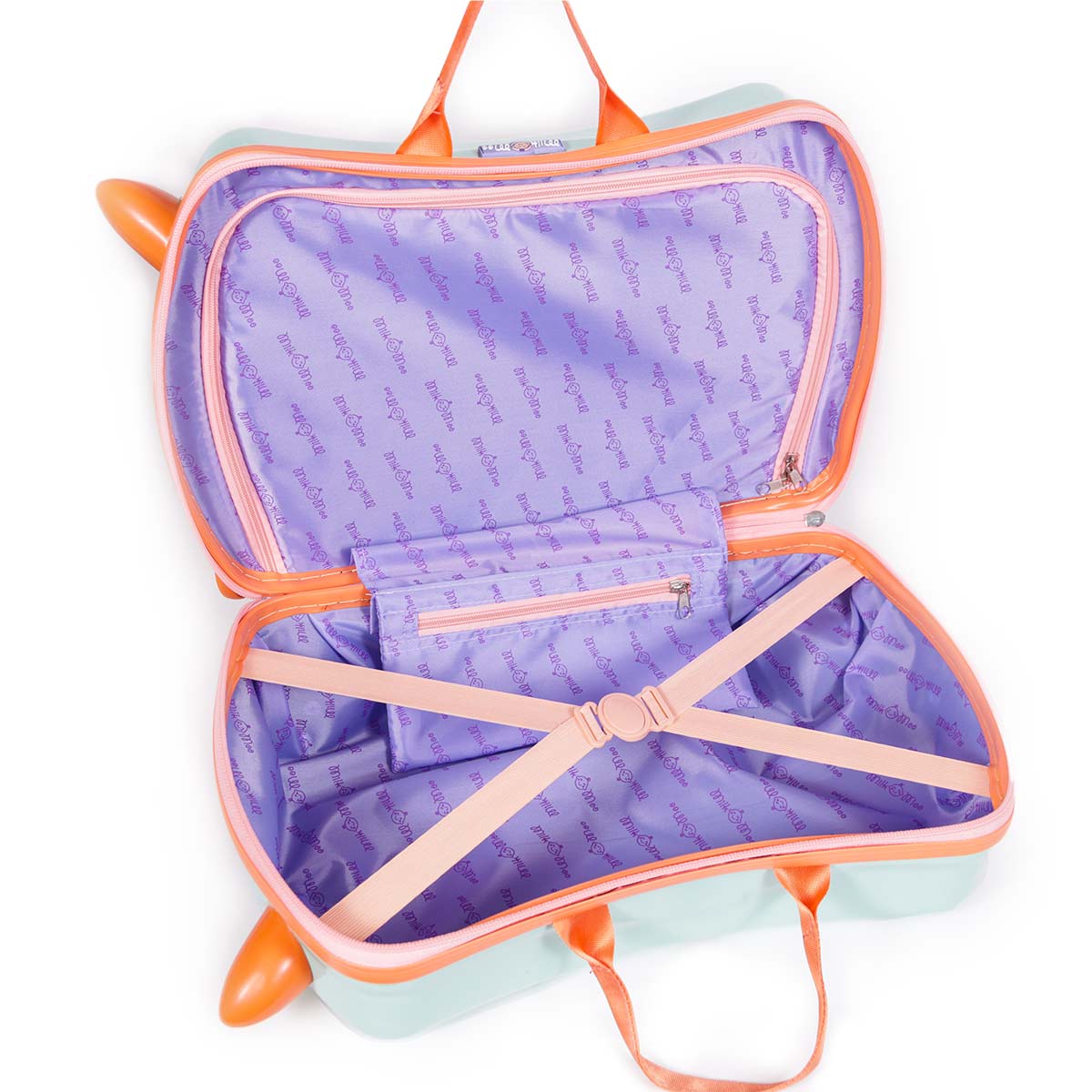 Milk&Moo Jungle Friends Binilebilir Çocuk Valizi, 360° Tekerlekli, Ayak Destekli