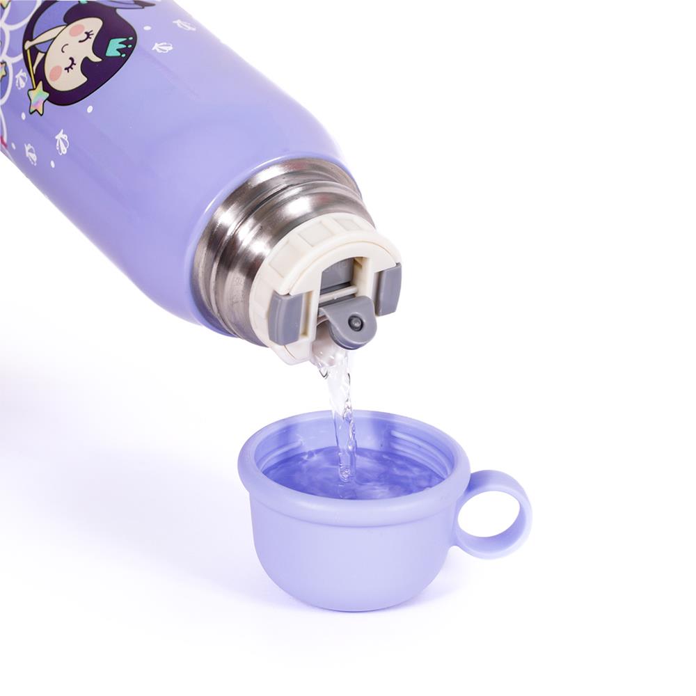 Milk&Moo Çelik Çocuk Matarası Çantalı Pırıltılı Deniz Kızı 550 ml