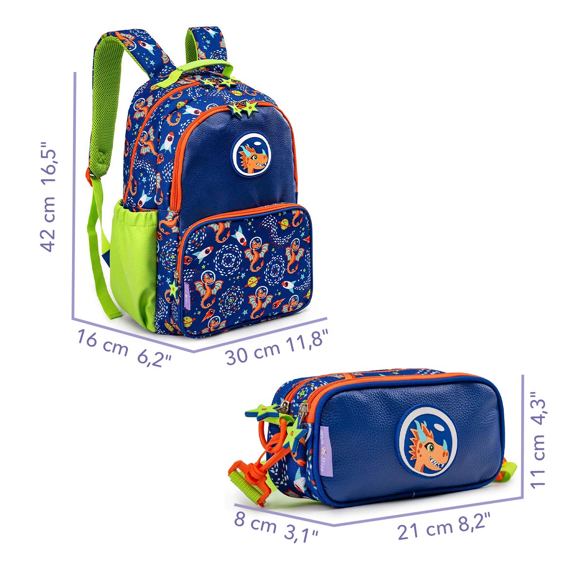 Milk&Moo Ponix Çocuk Okul Çantası ve Bel Çantası Fonksiyonlu Kalem Kutusu Seti