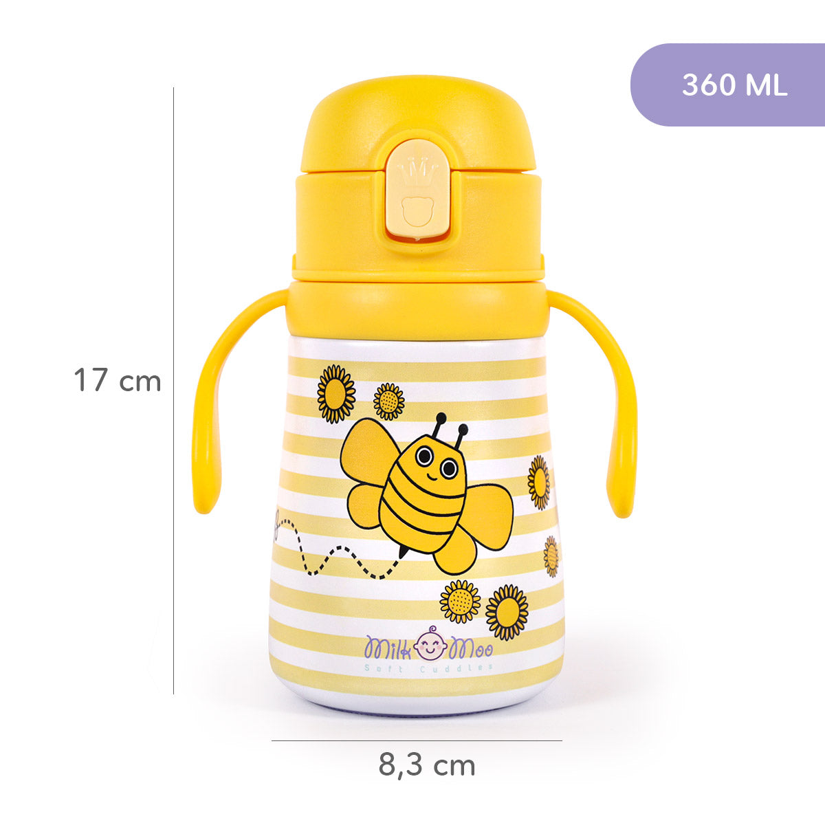 Milk&Moo Çelik Küçük Çocuk Matarası Arı Vız Vız 360 ml