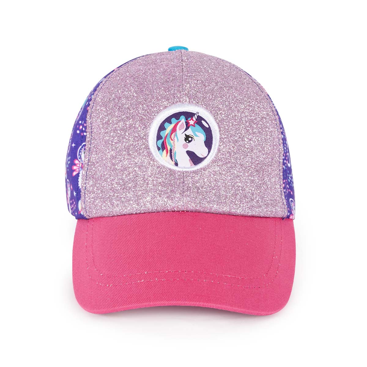 Milk&Moo Ayris 7-10 Yaş Kız Şapkası - Unicorn Temalı, Simli, Pembe-Mor, Ayarlanabilir Yazlık