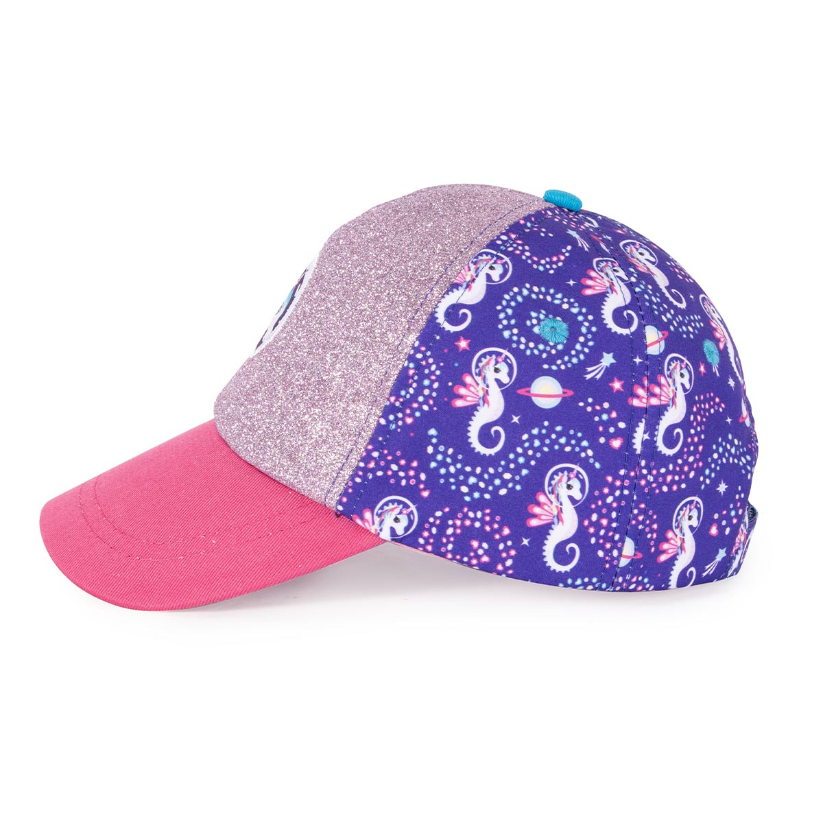 Milk&Moo Ayris 7-10 Yaş Kız Şapkası - Unicorn Temalı, Simli, Pembe-Mor, Ayarlanabilir Yazlık