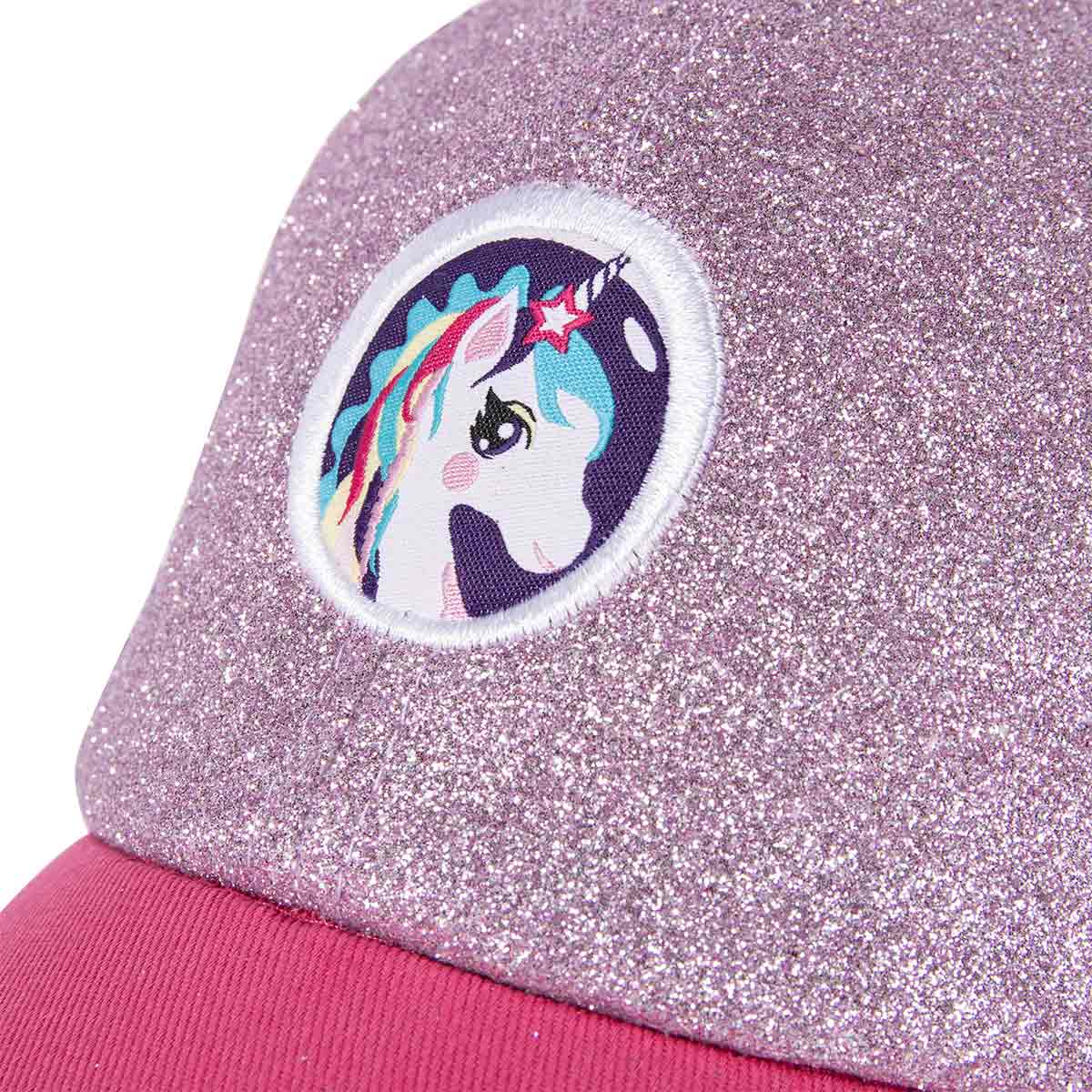 Milk&Moo Ayris 7-10 Yaş Kız Şapkası - Unicorn Temalı, Simli, Pembe-Mor, Ayarlanabilir Yazlık