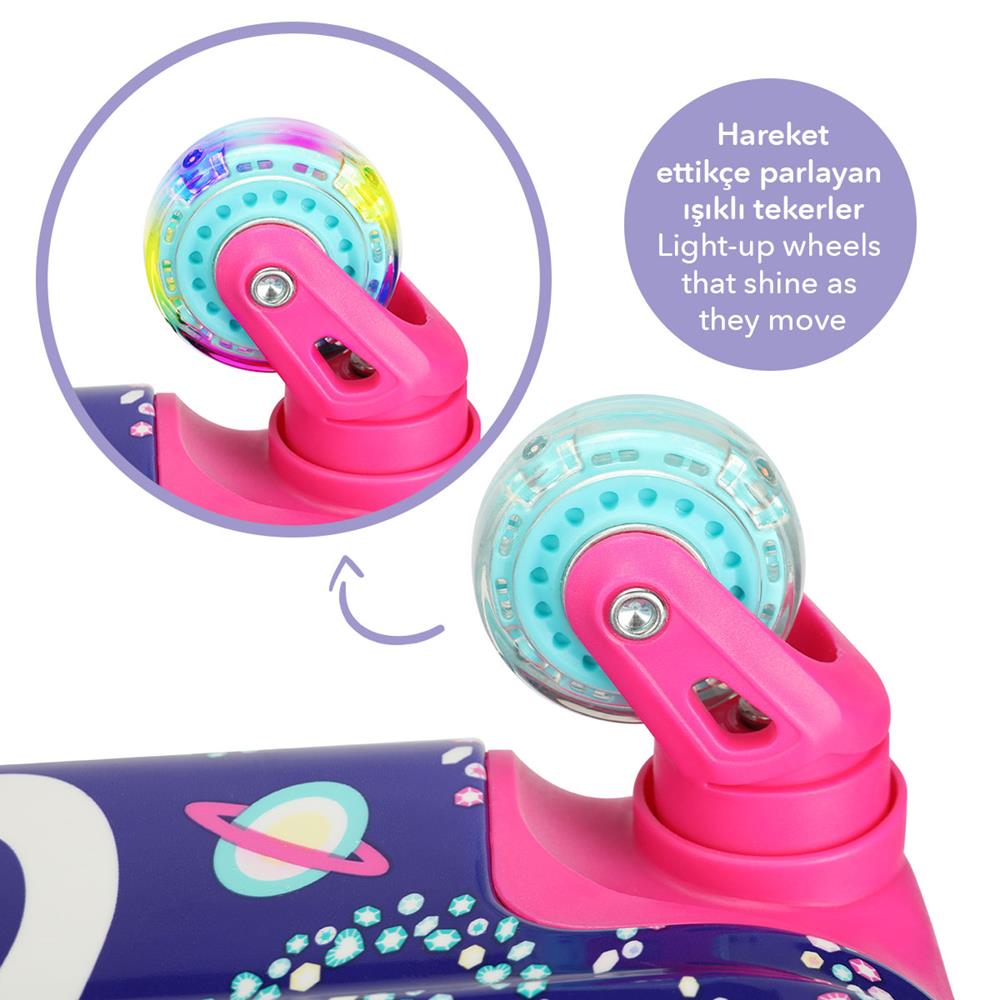 Milk&Moo Renkli Işıklı Tekerlekli Çekçekli Çocuk Valiz 3D Ayris Tasarımlı