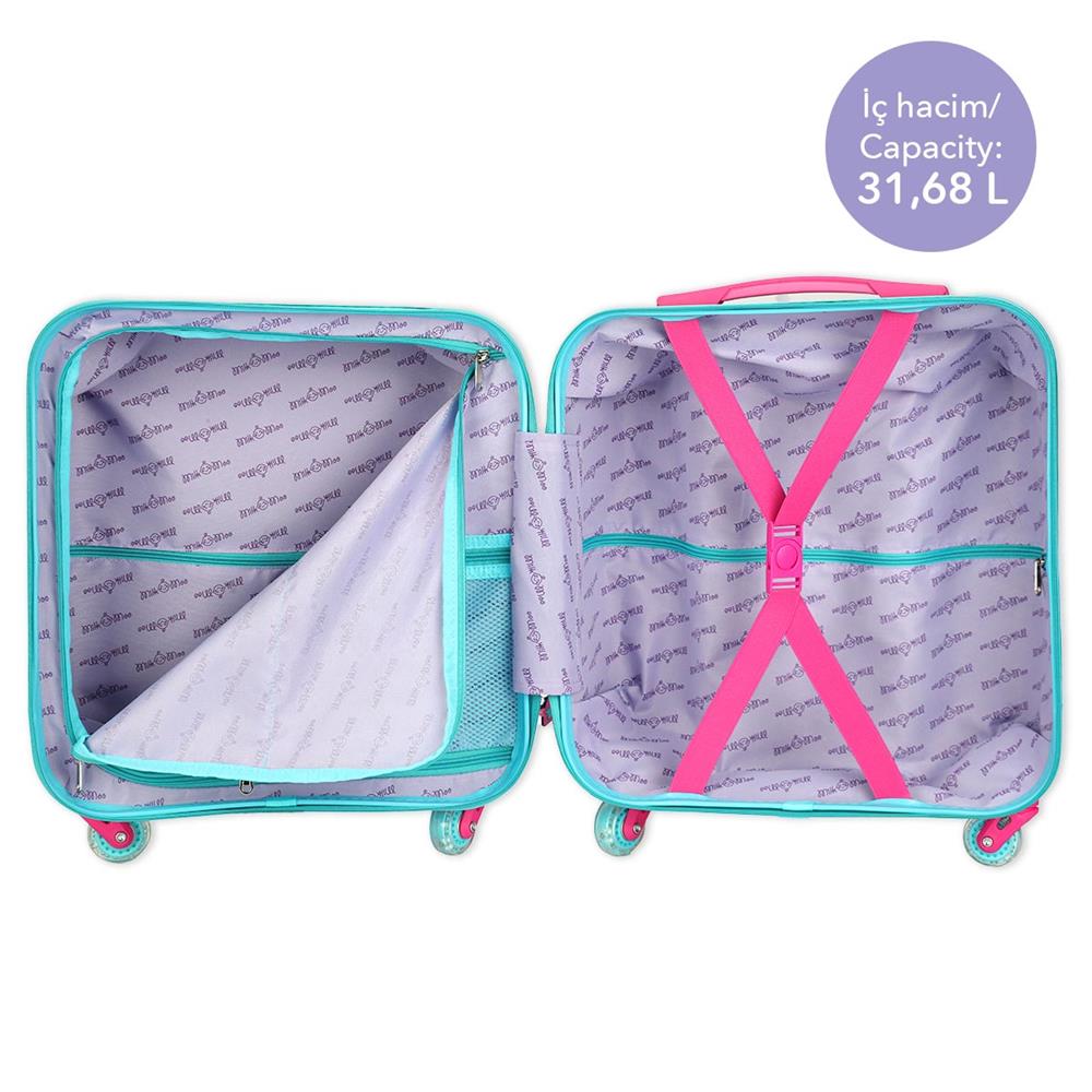 Milk&Moo Renkli Işıklı Tekerlekli Çekçekli Çocuk Valiz 3D Ayris Tasarımlı
