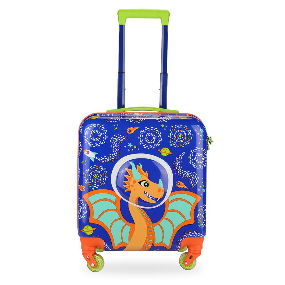 Milk&Moo Renkli Işıklı Tekerlekli Çekçekli Çocuk Valiz 3D Ponix Tasarımlı