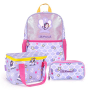 Milk&Moo Çocuk Sırt Çantası, Kalem Kutusu, Beslenme Çantası 3'lü Set Pırıltılı Deniz Kızı