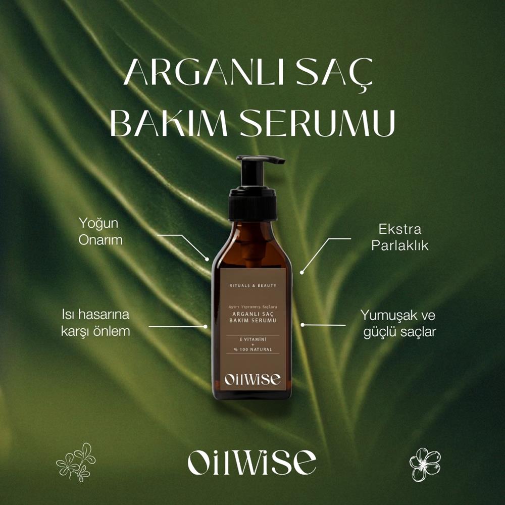 Oilwise Yıpranmış Saçlara Özel Nemlendirici ve Besleyici Arganlı Saç Serumu 100 ml
