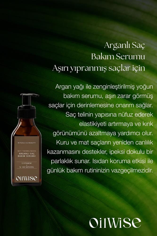Oilwise Yıpranmış Saçlara Özel Nemlendirici ve Besleyici Arganlı Saç Serumu 100 ml