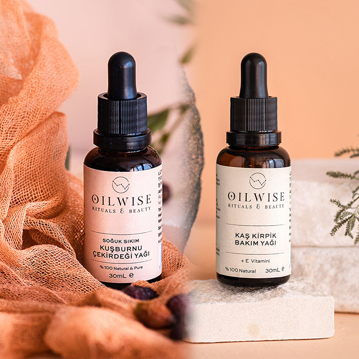 Oilwise Soğuk Sıkım Kuşburnu Çekirdeği Yağı & Kaş Kirpik Bakım Yağı Seti