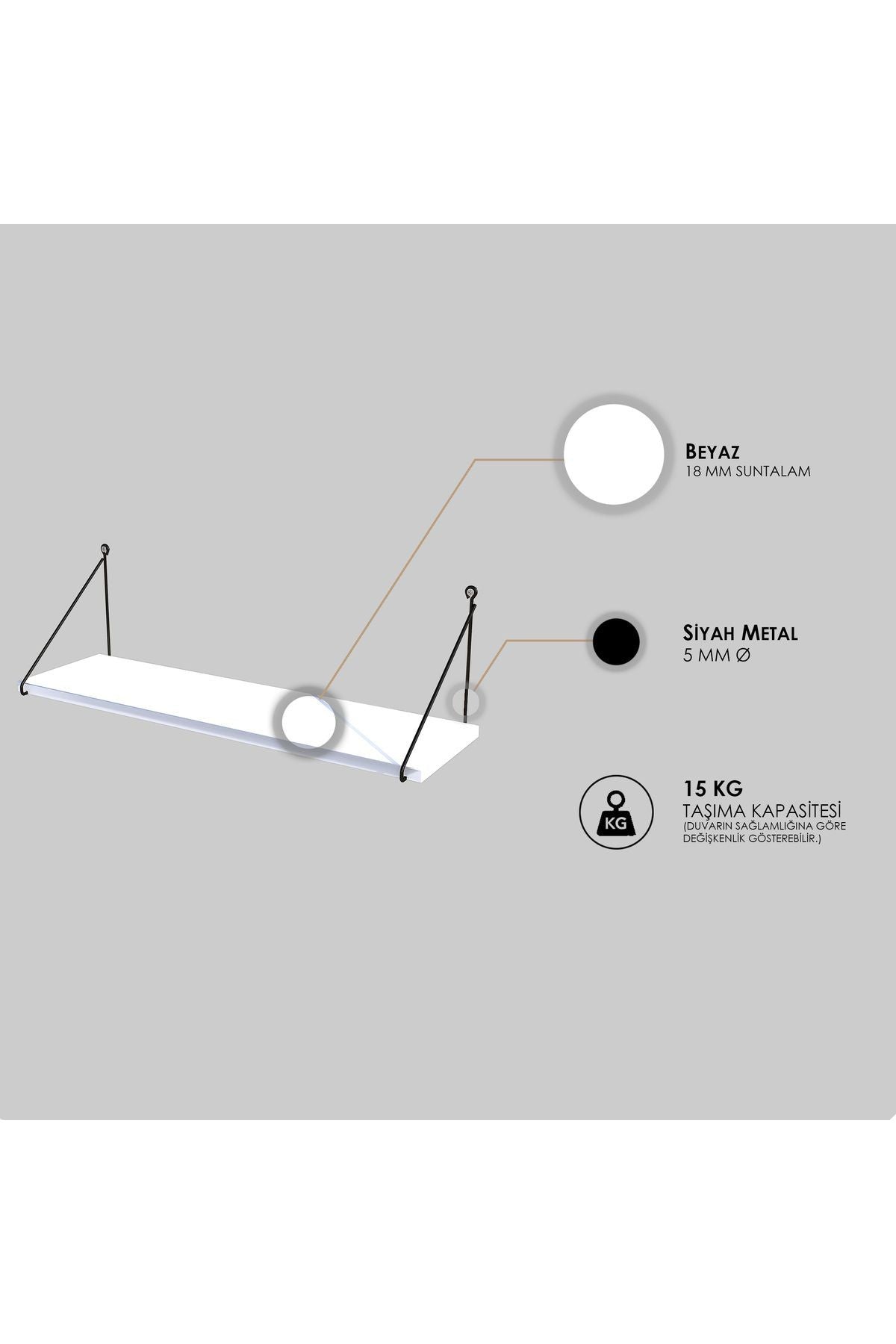 Decormet Armoni Raf Seti 1 Raflı 200*720 Beyaz