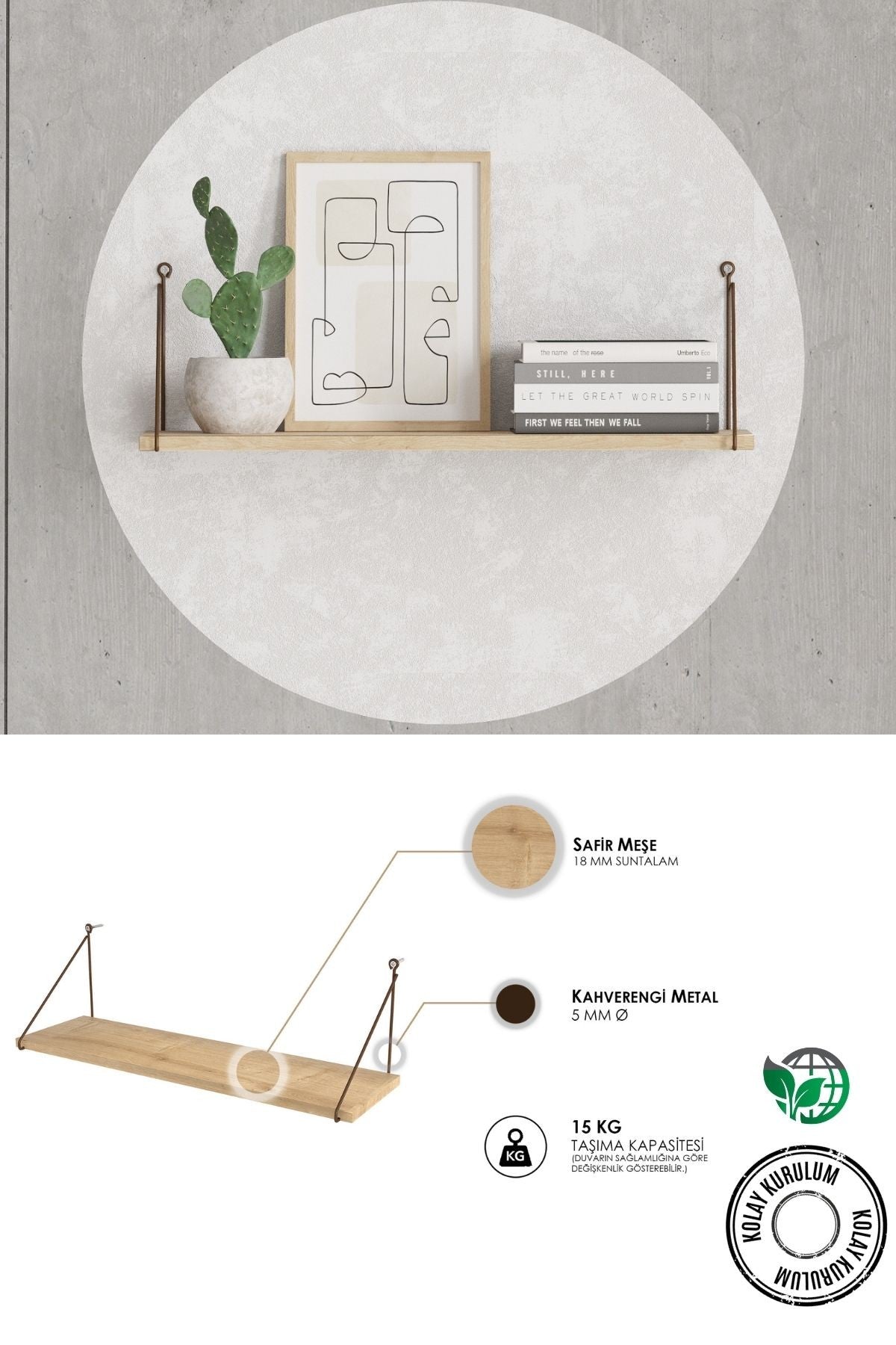 Decormet Armoni Raf Seti 1 Raflı 200*720 Safir Meşe - Malib