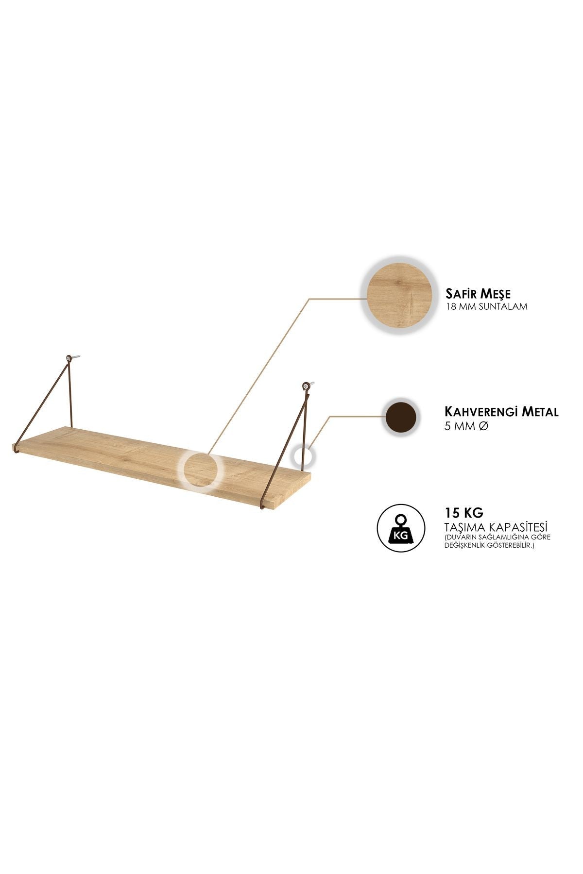 Decormet Armoni Raf Seti 1 Raflı 200*720 Safir Meşe - Malib
