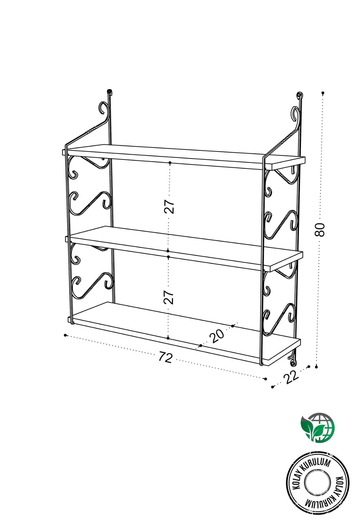 Decormet Seramoni Raf Seti 3 Raflı 200*720 Safir Meşe - Mal