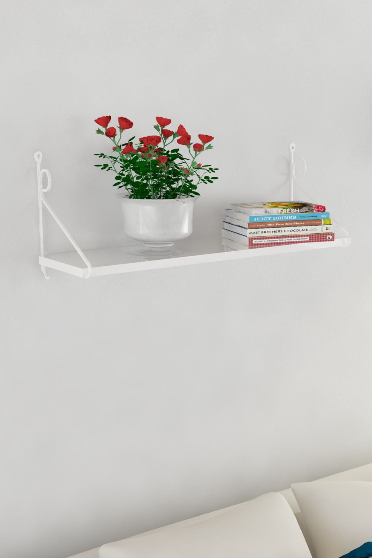 Decormet Seramoni Raf Seti 1 Raflı 200*720 Metal Beyaz+Ahşa
