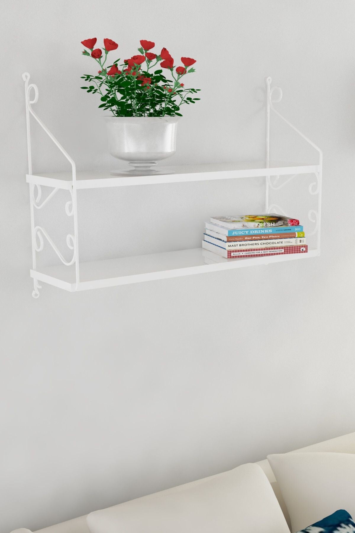 Decormet Seramoni Raf Seti 2 Raflı 200*720 Metal Beyaz+Ahşa