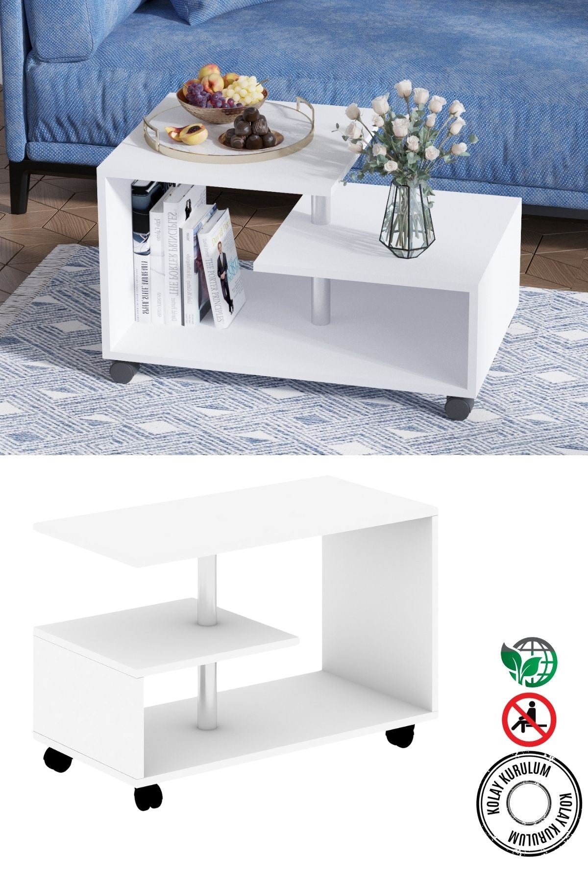 Decormet Karanfil Sehpa Beyaz