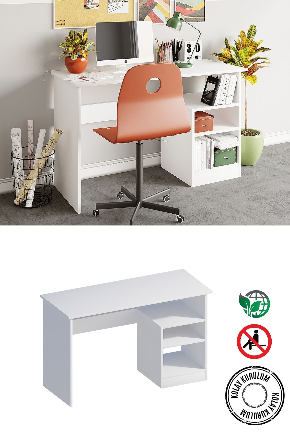 Decormet Bahar Çalışma Masası Beyaz