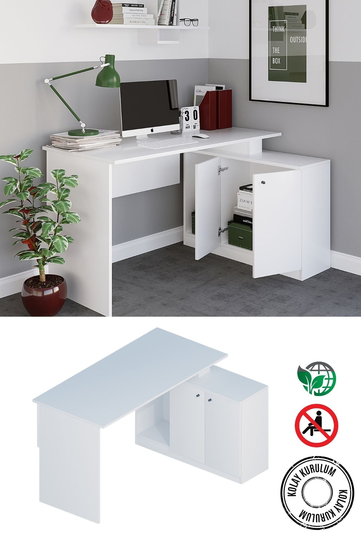 Decormet Başak Çalışma Masası Beyaz