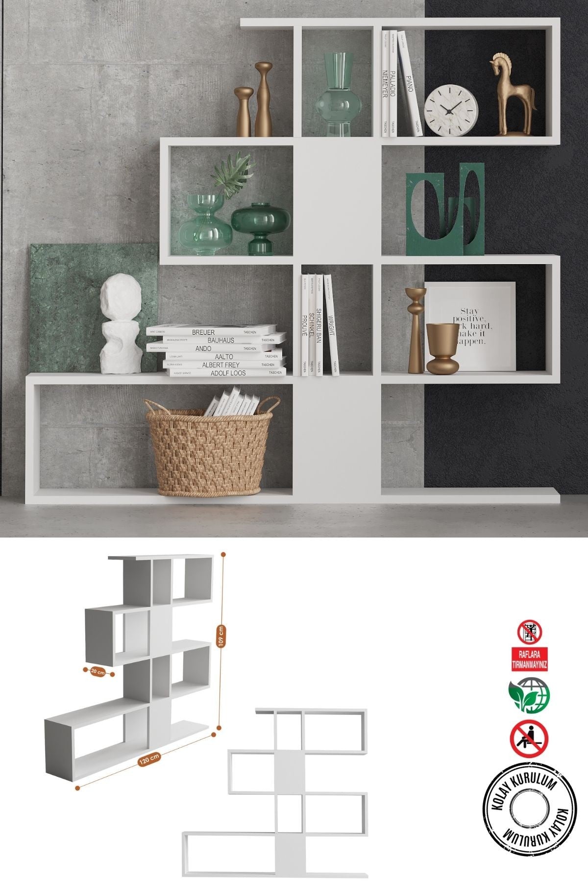 Decormet Karlin Kitaplık Beyaz