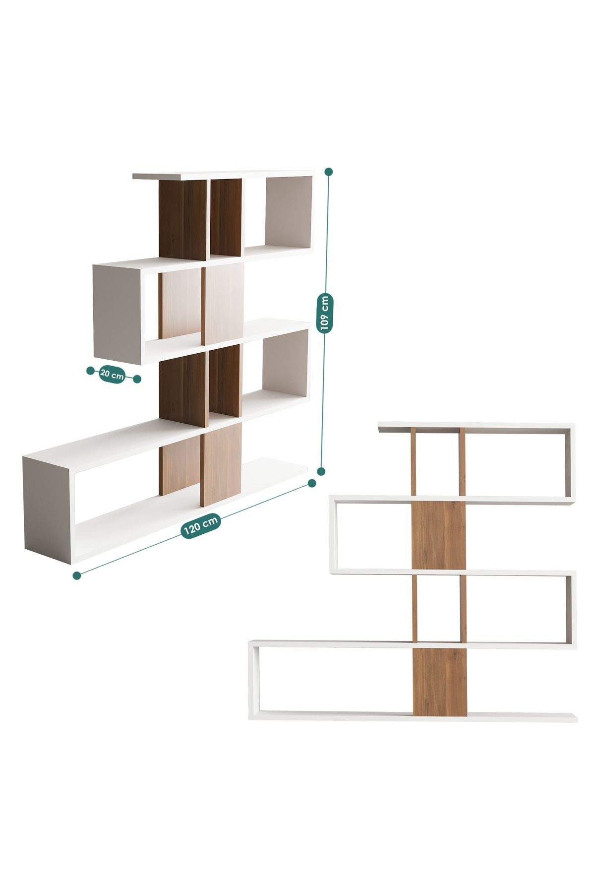 Decormet Karlin Kitaplık Beyaz/Ceviz