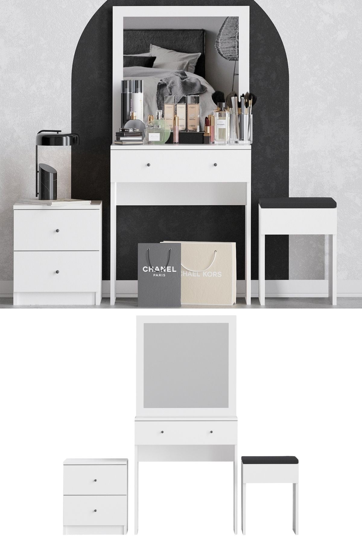 Decormet Nice Makyaj Masası Beyaz