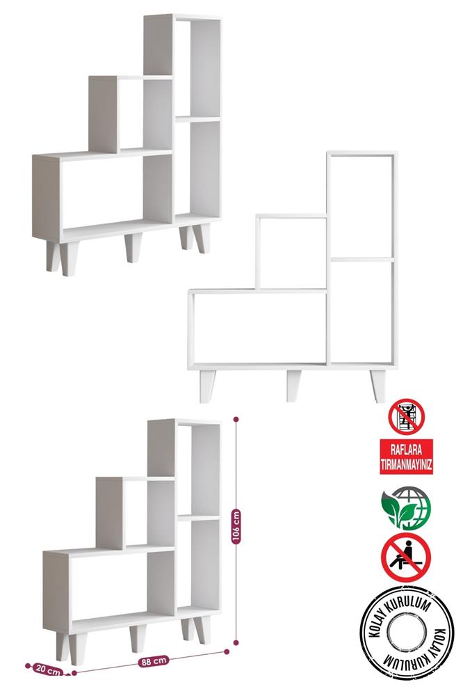 Decormet Nisa Kitaplık Beyaz