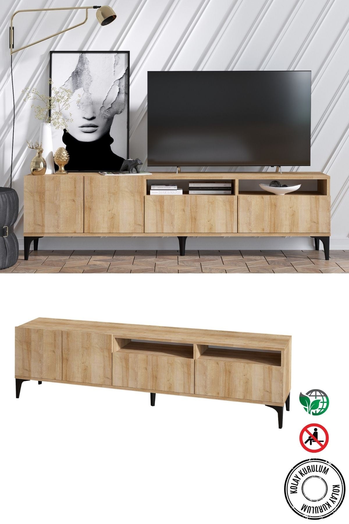 Decormet Ross Tv Sehpası Safir Meşe -Dec-20047