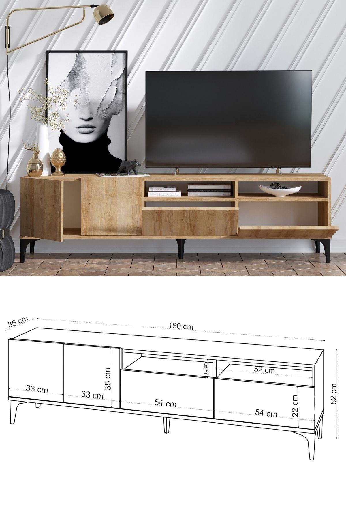 Decormet Ross Tv Sehpası Safir Meşe -Dec-20047