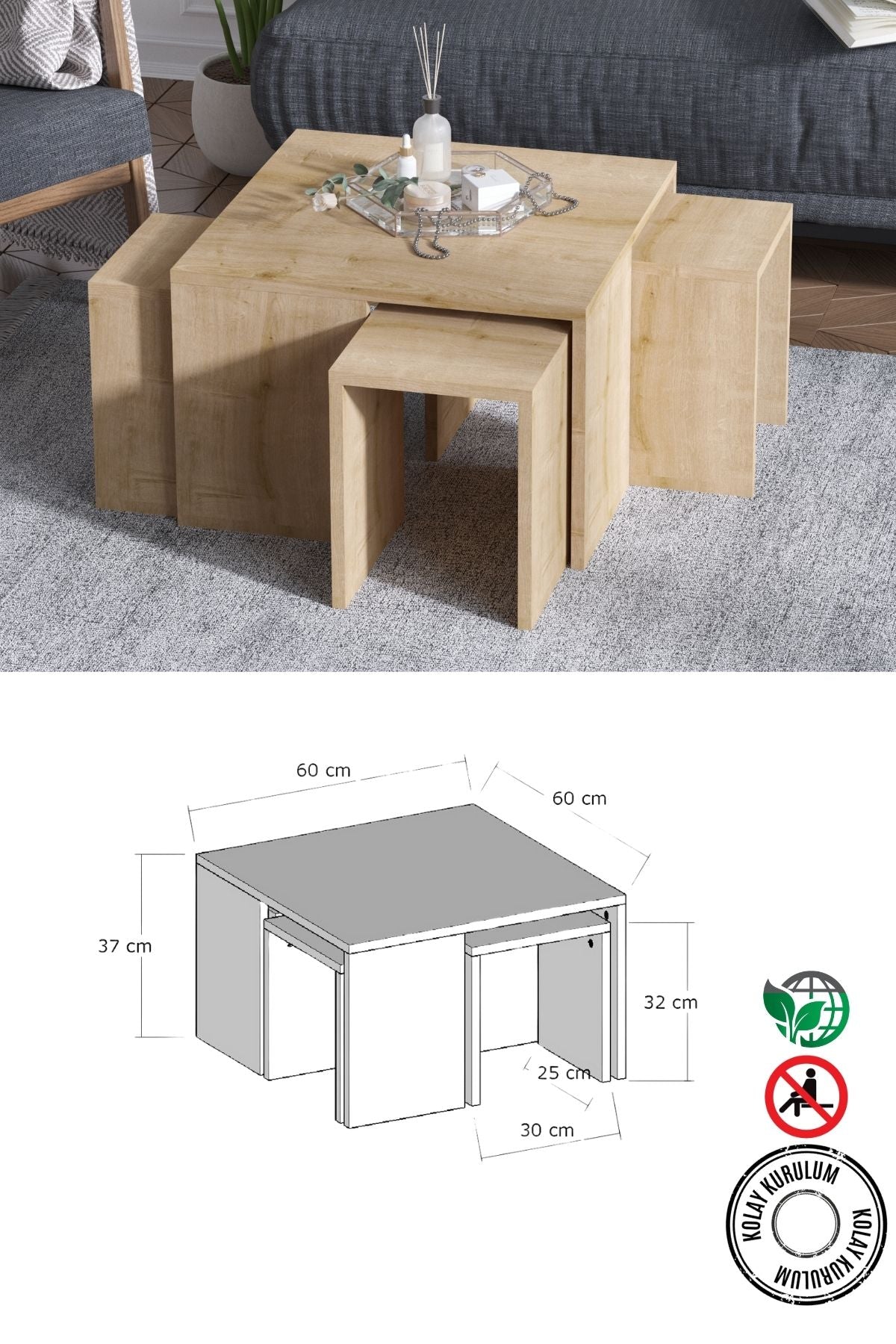 Decormet Ortanca Sehpa Safir Meşe