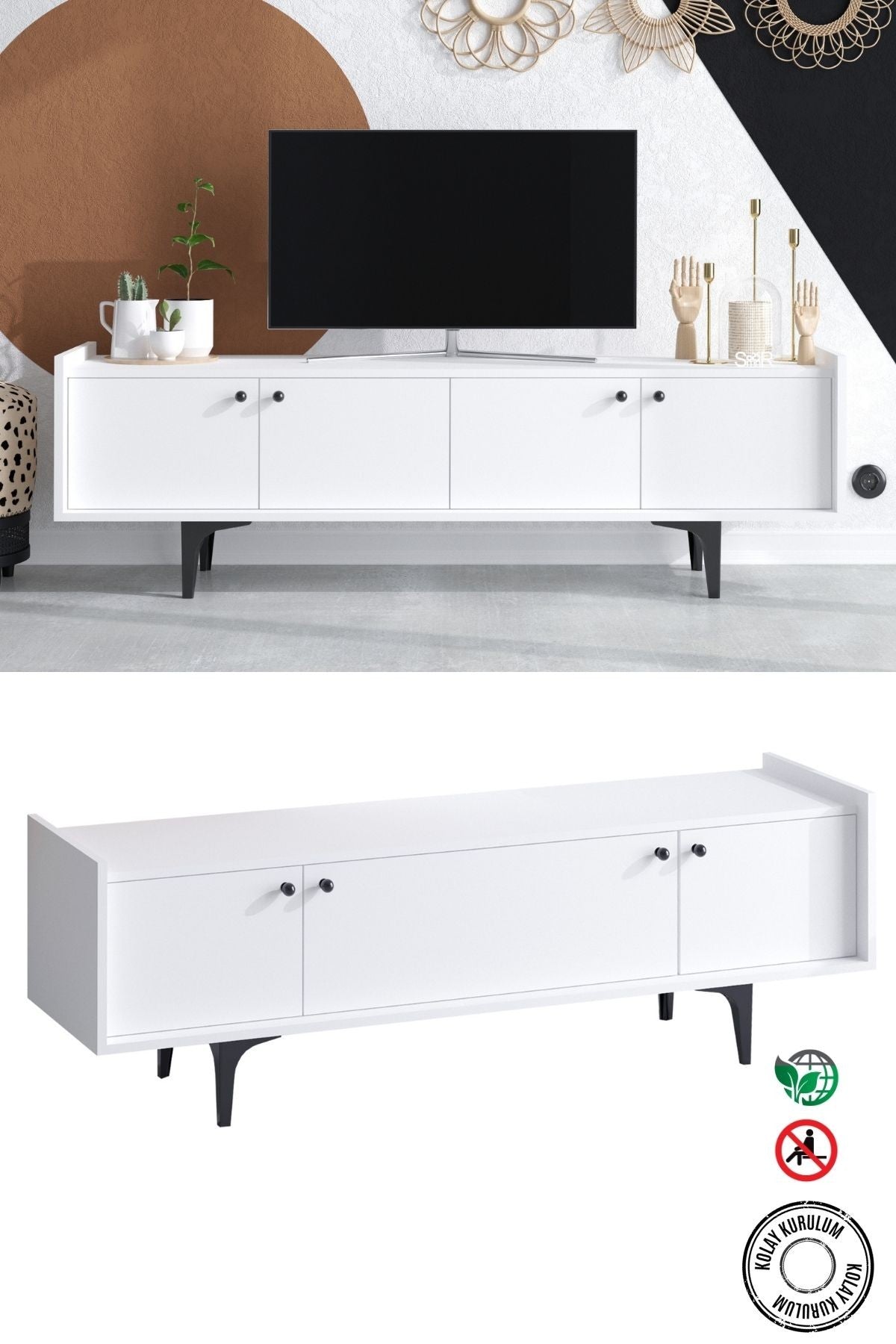 Decormet Atlas Tv Sehpası Dec0043 Beyaz