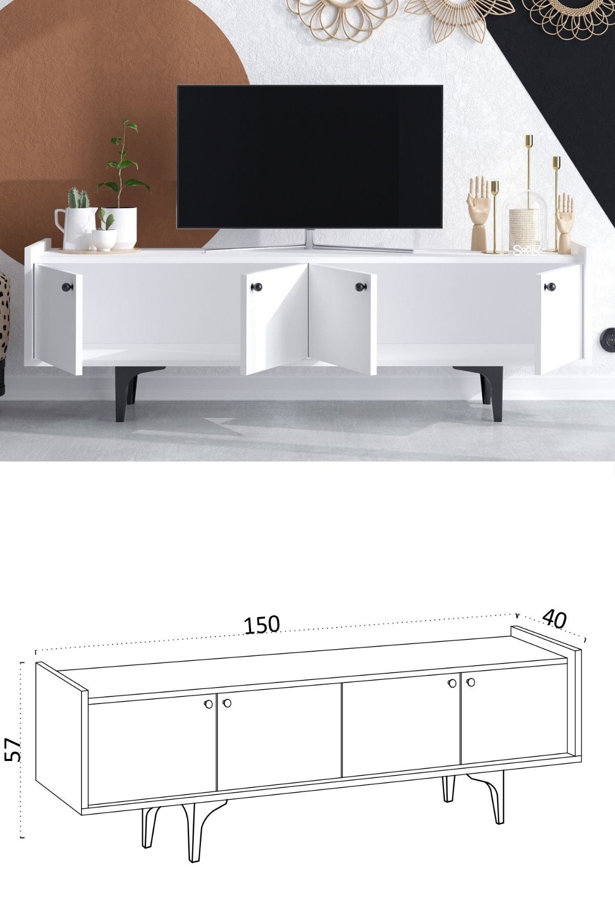 Decormet Atlas Tv Sehpası Dec0043 Beyaz