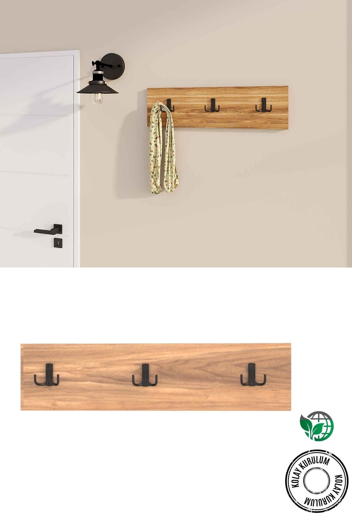 Decormet 3Lü Askılık Ceviz