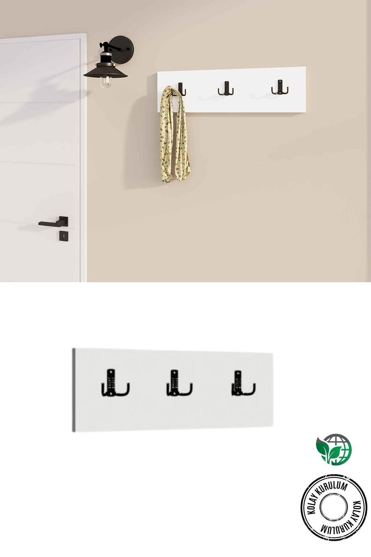 Decormet 3Lü Askılık Beyaz